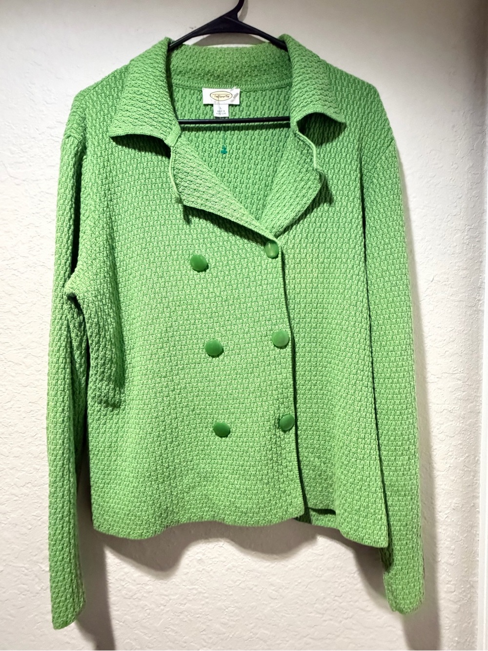 Talbots Lime Green Double-Breasted Knit Jacket